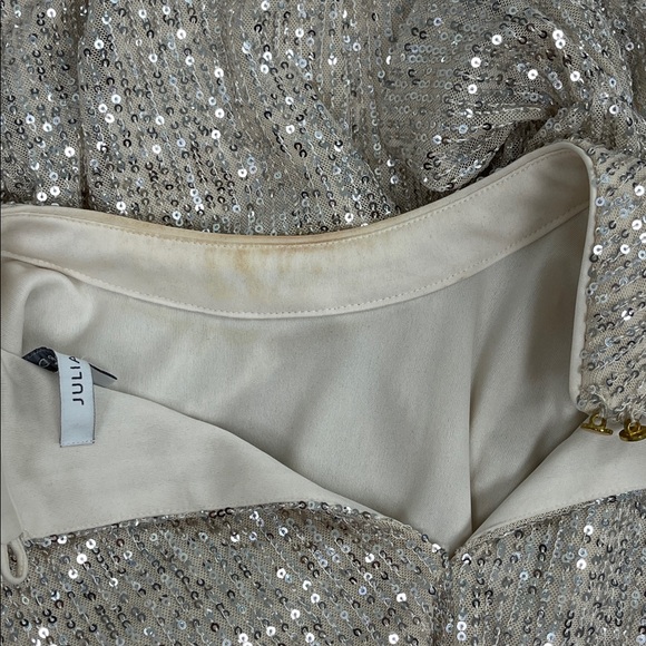 Julia Jordan Long Sleeve Sequin Dress in Cream Ladies Size 8 - Picture 12 of 16